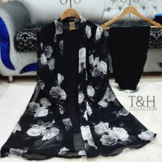 	Chiffon Gown 3 piece, Black & White