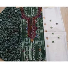Balochi Sindhi Gala Embroidered Original Mirror Work Handmade 3pc Dress